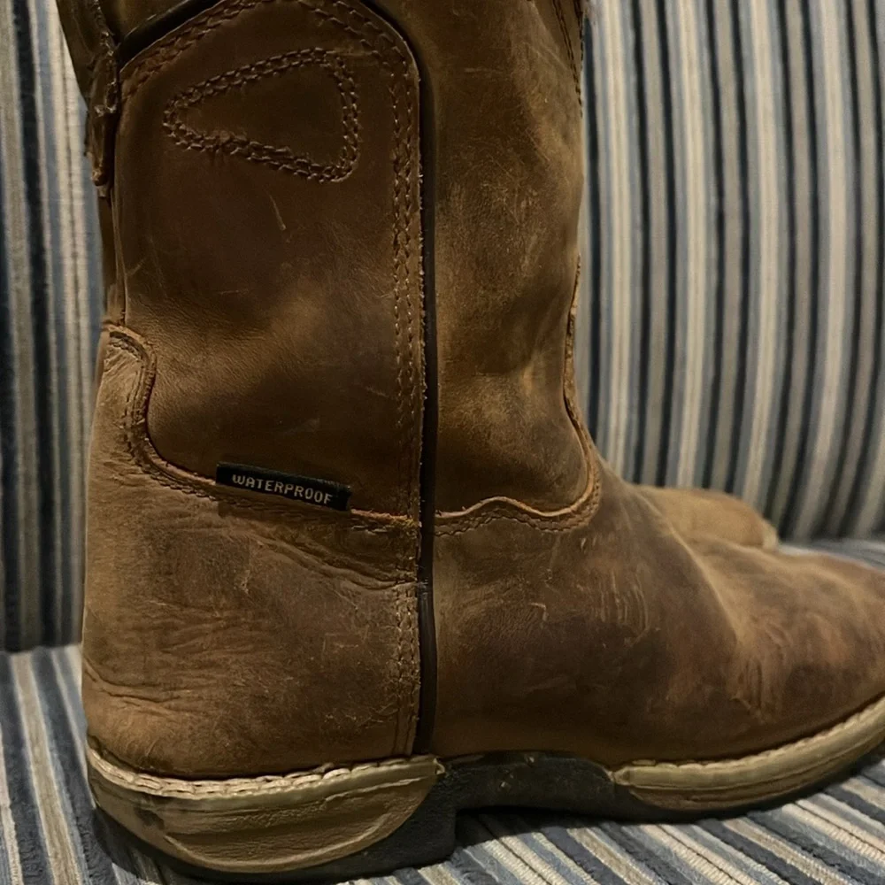 Brown Kids Western Leather Pull-On Boots